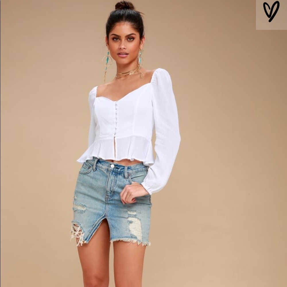 SKIATHOS WHITE LONG SLEEVE BUTTON-UP TOP - Picture 3 of 5